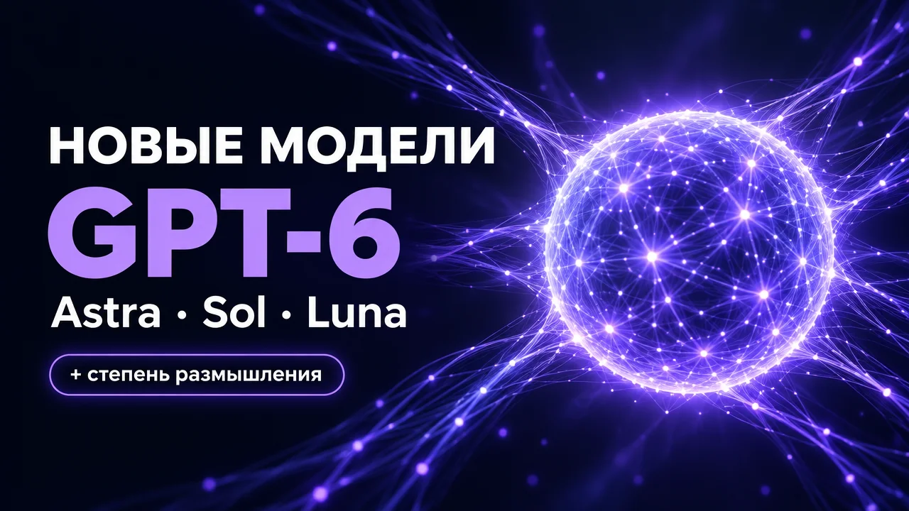 Новые модели GPT-6: Astra, Sol и Luna + степень размышления