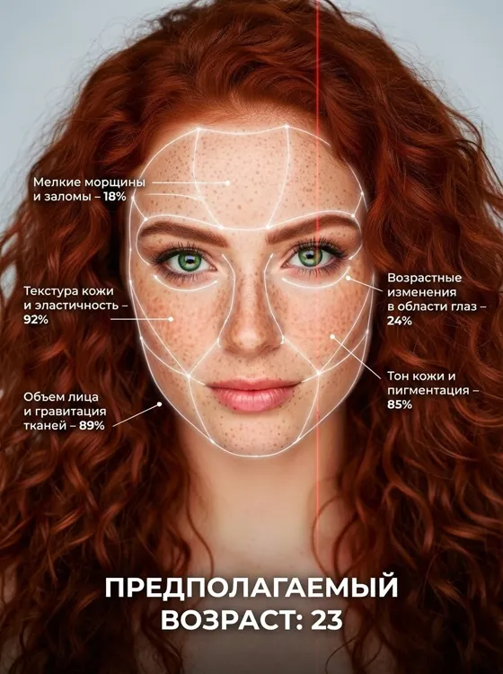 A hyper-realistic, high-resolution portrait infogr...