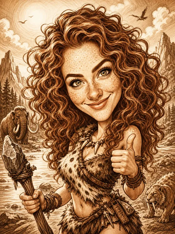 Highly detailed professional caricature: a monochr...