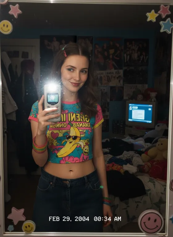 Create a 2000s Mirror Selfie of yourself using Gem...