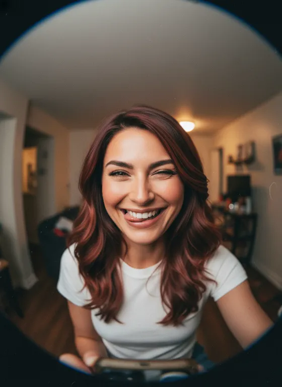 A film-like fisheye wide-angle 360-degree selfie w...