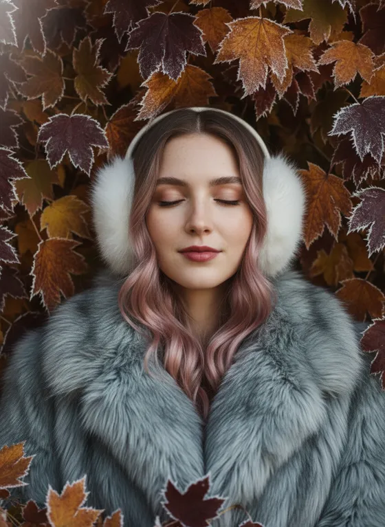 beautiful young woman with my eyes closed, wrapped...