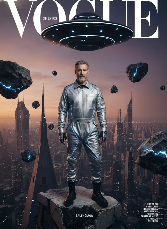 Vogue cover of a male model wearing a Balenciaga o...