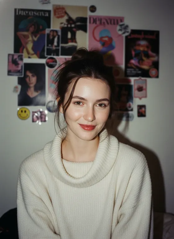 Without changing her original face, create a portr...