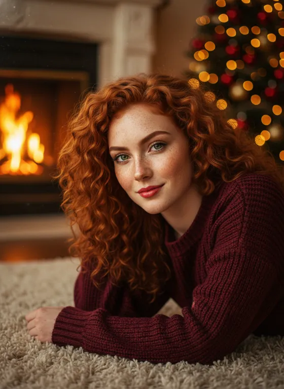 Cozy Christmas lifestyle portrait photography, you...