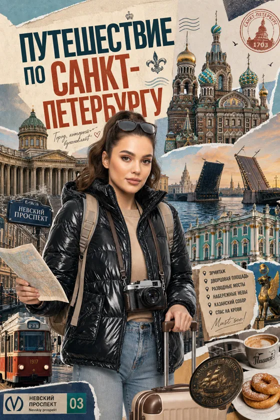Создайте стилизованный туристический плакат / граф